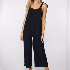 O'Neill Sid Women's Casual Boho Wide Leg Navy Blue Comfy Jumpsuit Size Large